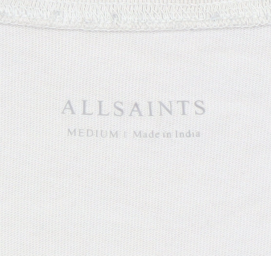AllSaints Men's Beige Crew Neck Cotton T-Shirt Size M