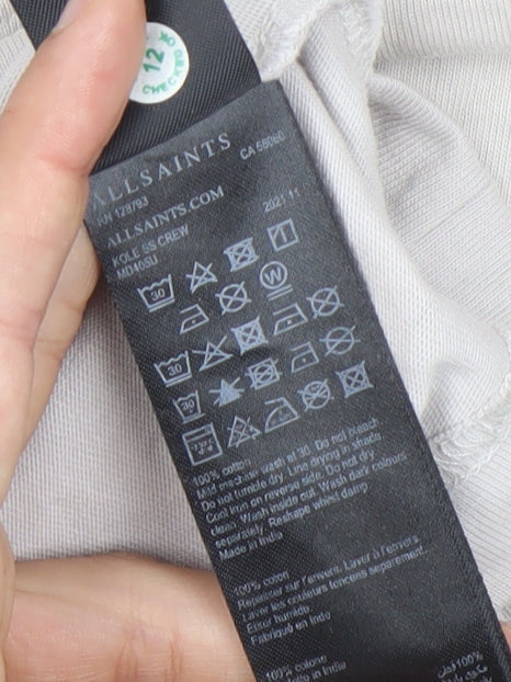 AllSaints Men's Beige Crew Neck Cotton T-Shirt Size M