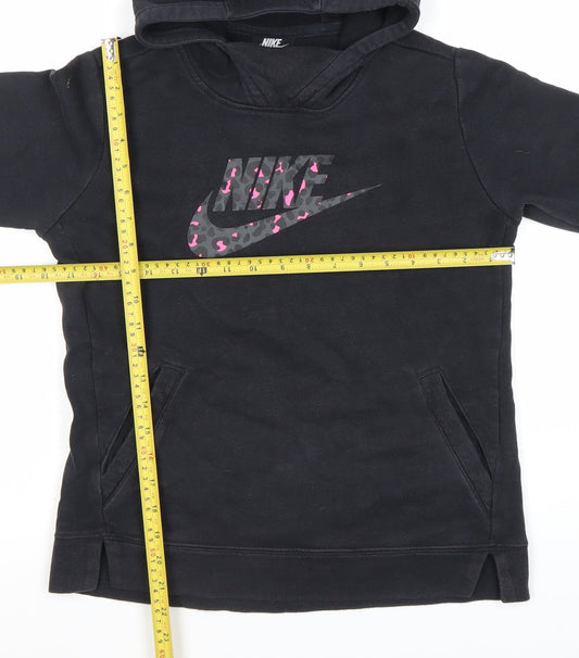 Nike Girls Black Pullover Hoodie XL 14-15 Years Logo Fleece Sweatshirt