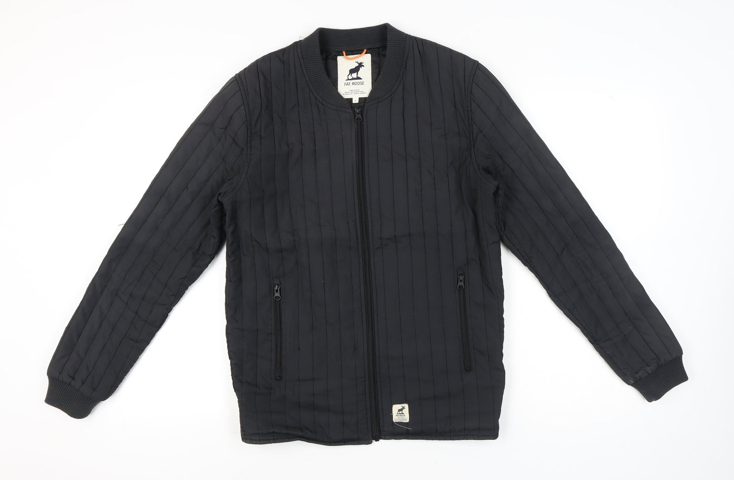 Fat Moose Men’s Black Bomber Jacket S Quilted Full Zip Outdoor