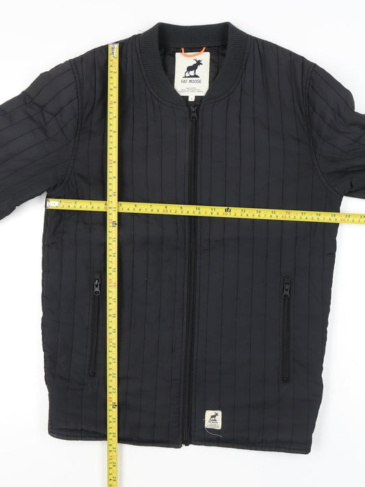 Fat Moose Men’s Black Bomber Jacket S Quilted Full Zip Outdoor