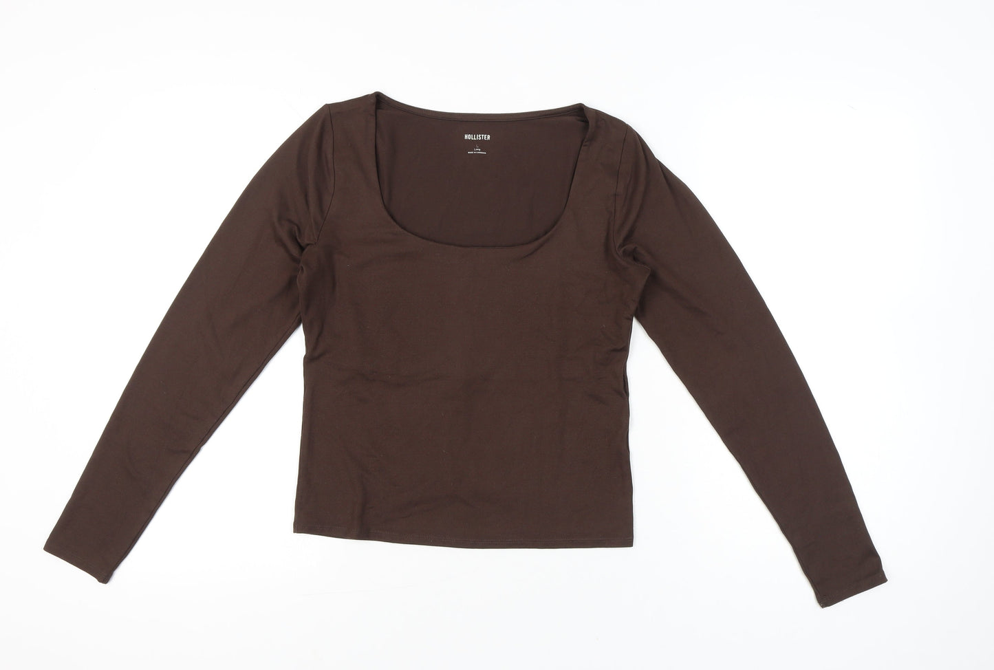 Hollister Women’s Brown Slim Fit Long Sleeve Scoop Neck Top L