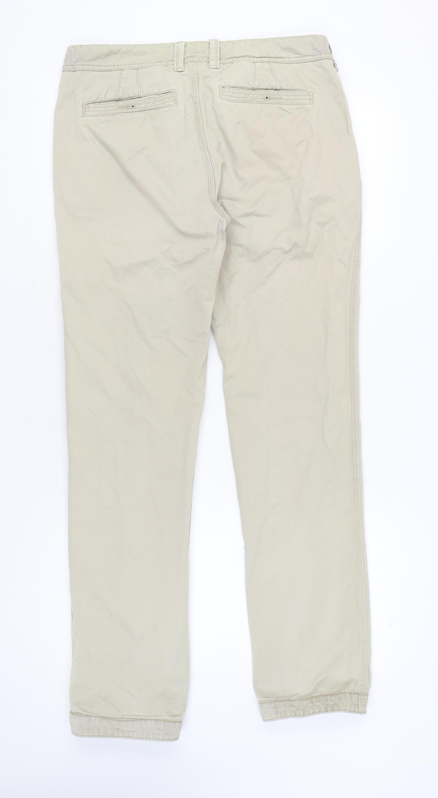 FatFace Men's Beige Chino Trousers Size L 34W 34L Classic Fit