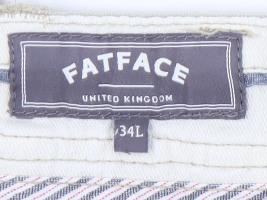 FatFace Men's Beige Chino Trousers Size L 34W 34L Classic Fit