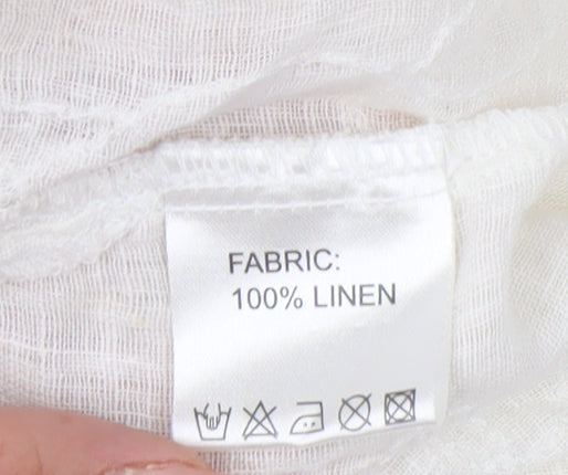 Paul Costelloe Women’s Ivory Linen Sequin Tunic Blouse UK 18