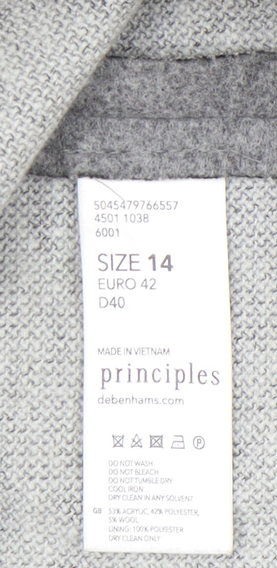 Additional view of Principles women’s grey wool blend zip up overcoat, size UK 14, regular