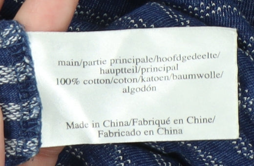 Laura Ashley Women Blue Striped Cotton Shift Dress UK 18