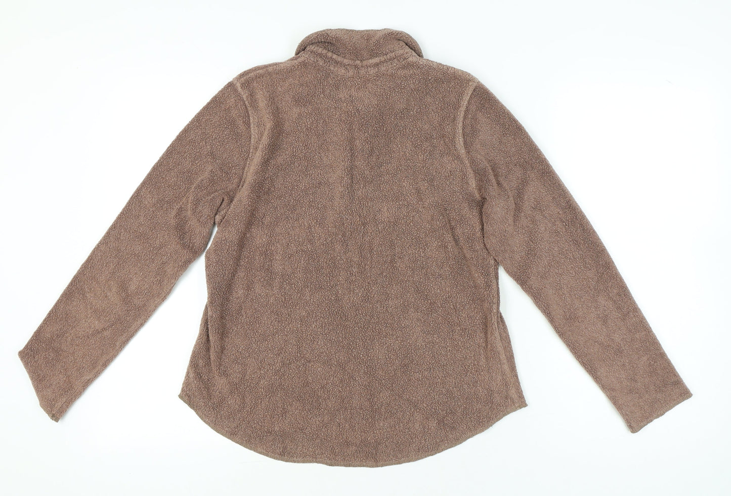 Boden Womens Brown Fleece Button-Up Long Sleeve Collared Top Size L