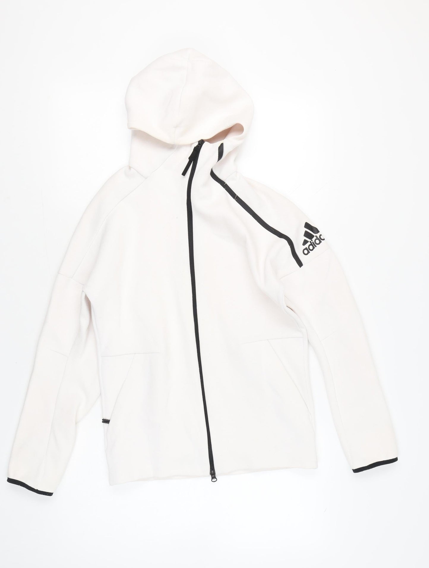 Adidas Men’s White Full Zip Hoodie Size S Logo Sportswear