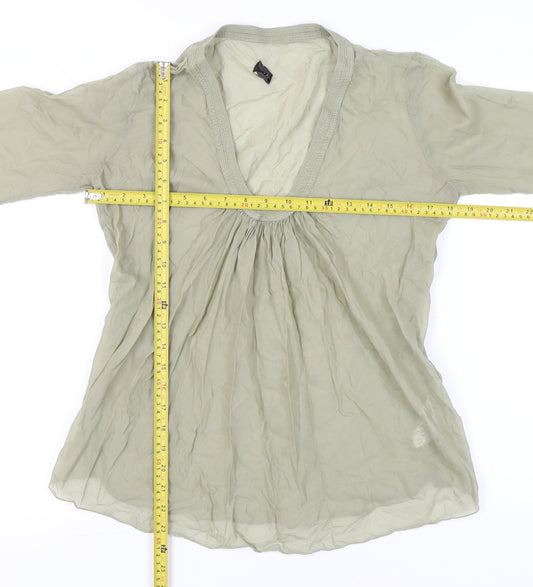 No.Lita Womens Beige Cotton Tunic Blouse Size 14 Long Sleeve