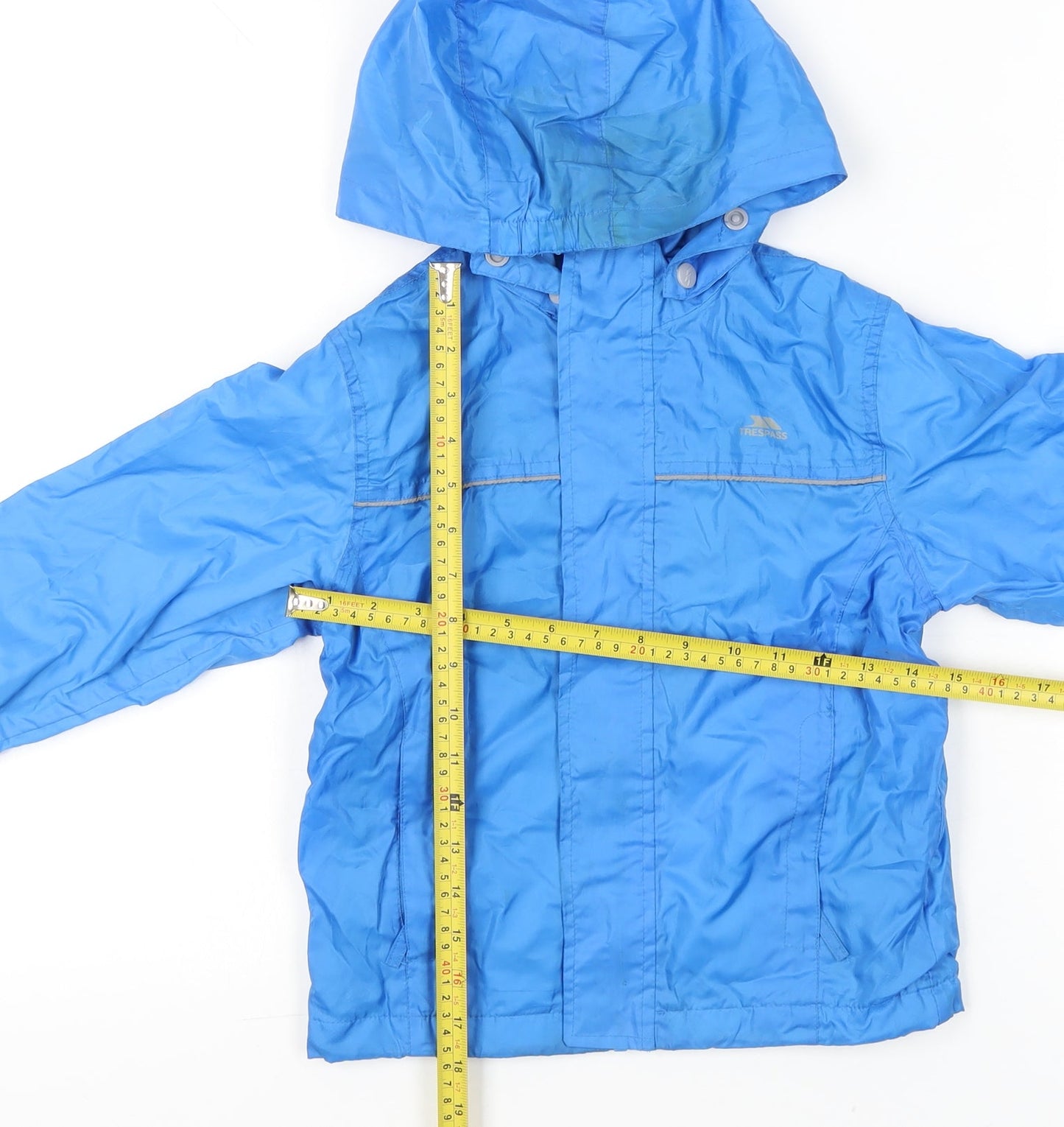 Trespass Boys Blue Waterproof Hooded Rain Coat Jacket 5-6 Years