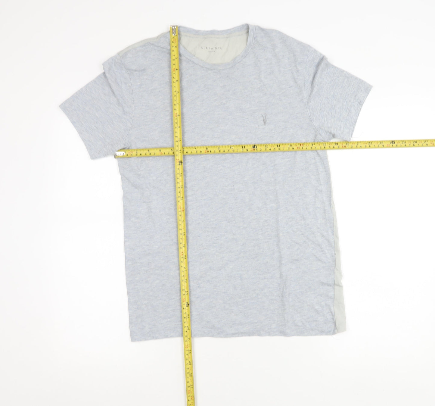 AllSaints Men’s Grey Cotton Crew Neck Short Sleeve T-Shirt Size M