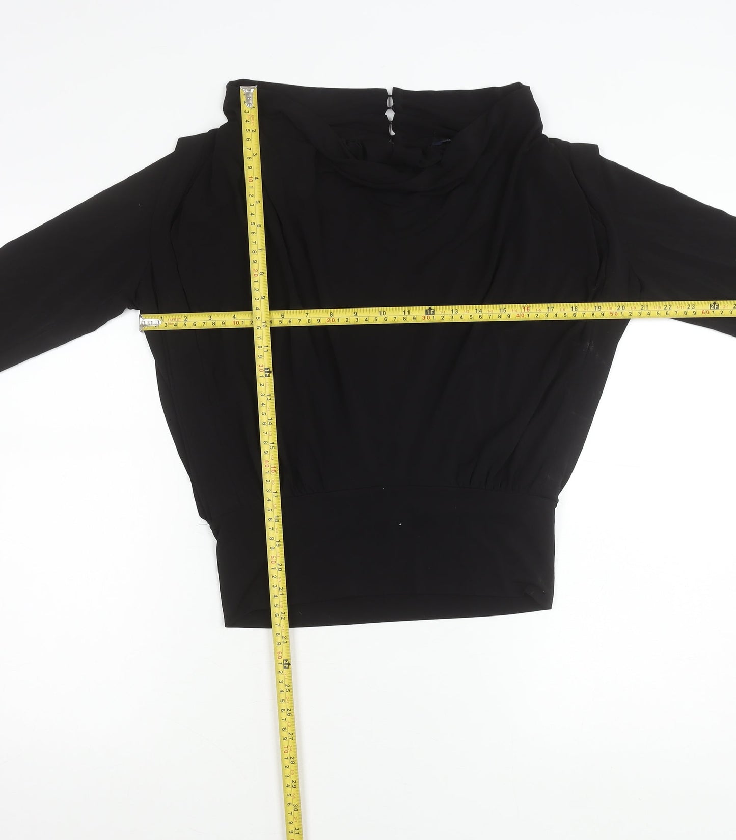 French Connection Womens Black Long Sleeve Cowl Neck Blouse M