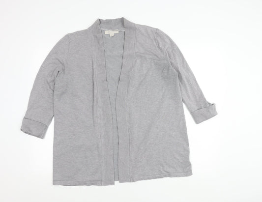 Laura Ashley Women’s Grey Cardigan L Open Front 3/4 Sleeve Knit