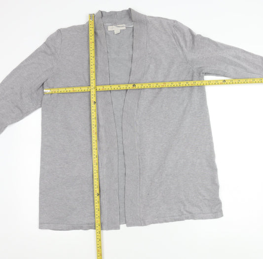 Laura Ashley Women’s Grey Cardigan L Open Front 3/4 Sleeve Knit