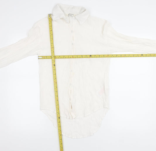 Brave Soul Womens White Button Up Long Sleeve Collared Shirt S
