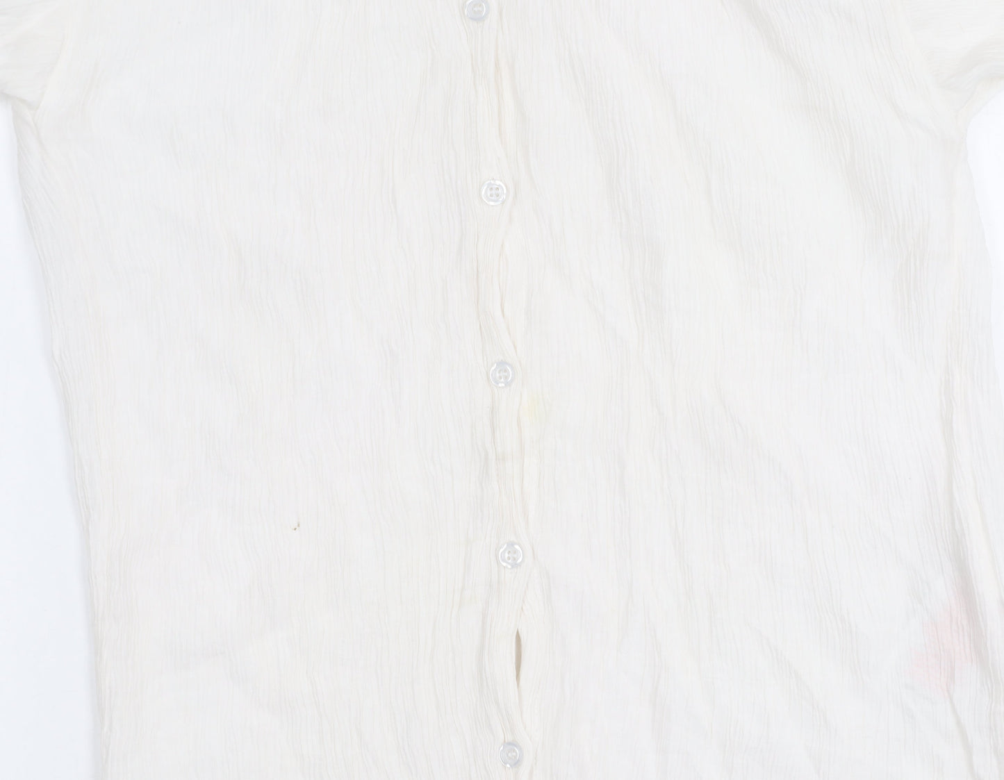 Brave Soul Womens White Button Up Long Sleeve Collared Shirt S