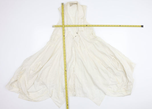 AllSaints Womens Ivory Cotton Sleeveless Swing Midi Dress Size 6