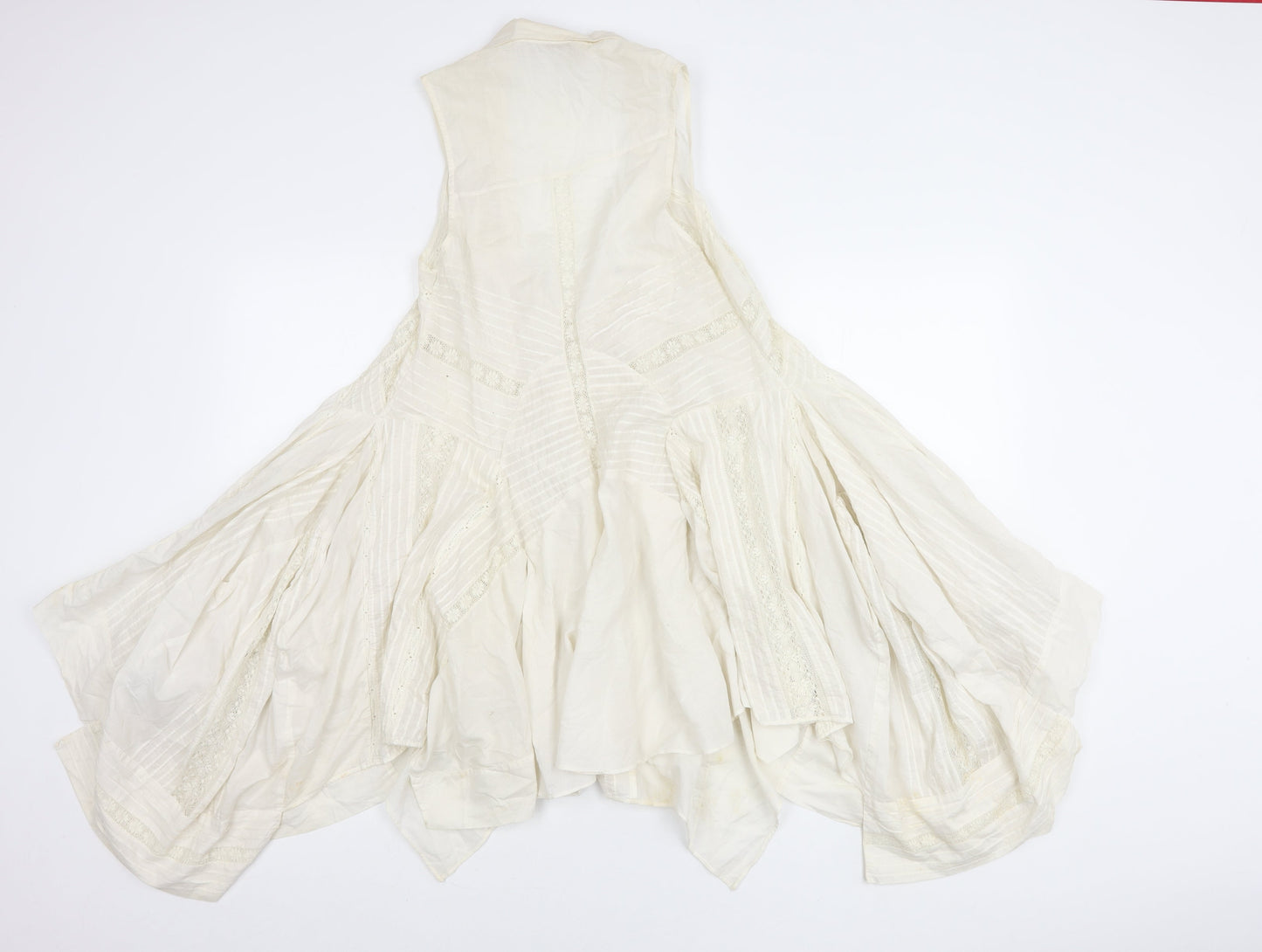 AllSaints Womens Ivory Cotton Sleeveless Swing Midi Dress Size 6