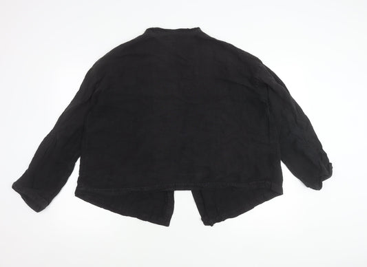 Hobbs Women’s Black Linen Blouse Size 12 Long Sleeve Lightweight
