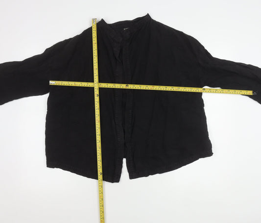 Hobbs Women’s Black Linen Blouse Size 12 Long Sleeve Lightweight