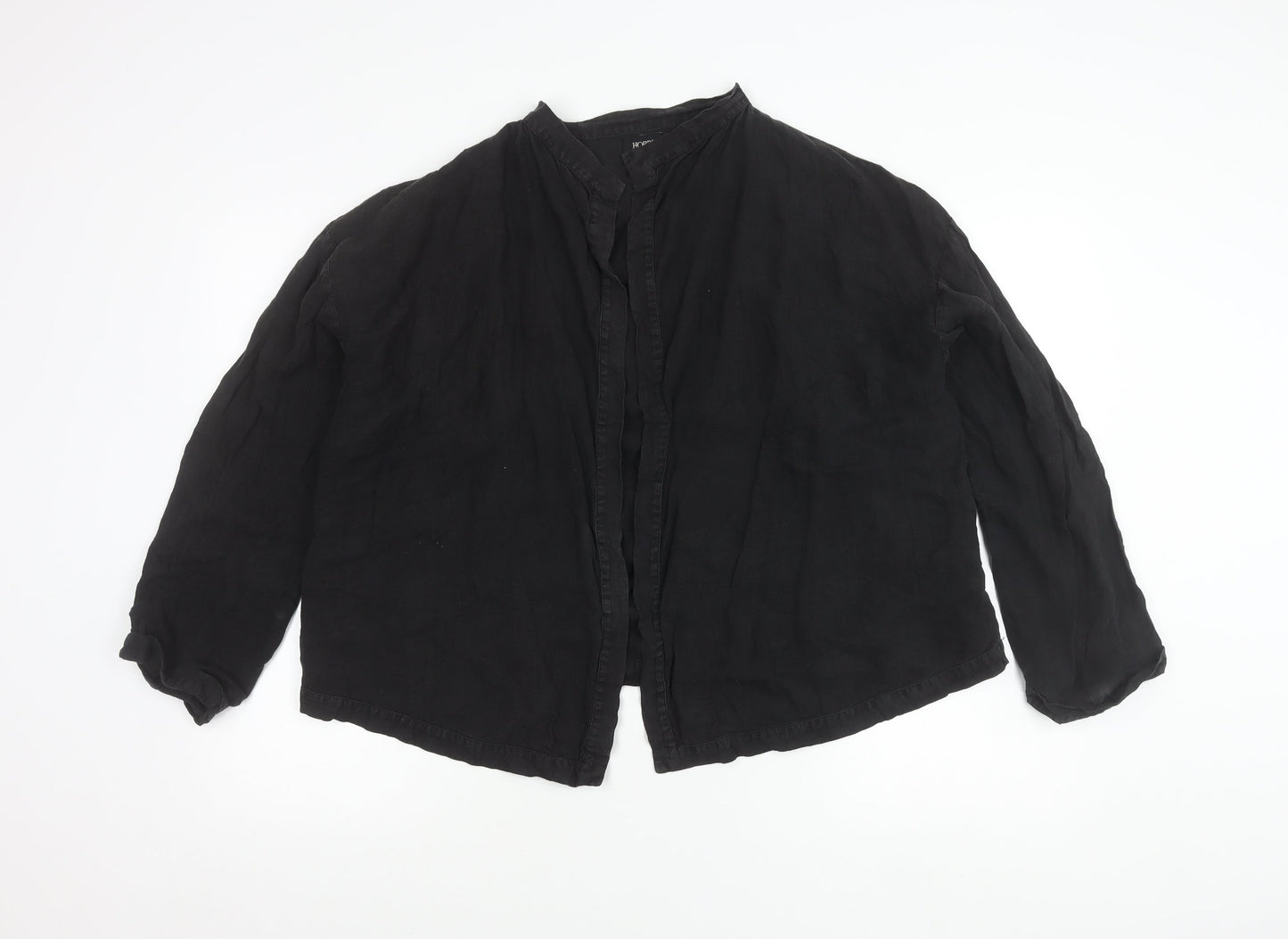 Hobbs Women’s Black Linen Blouse Size 12 Long Sleeve Lightweight