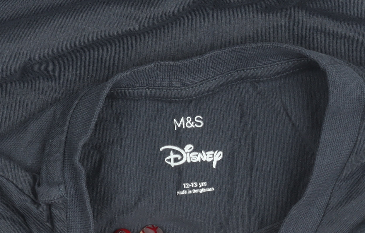 Additional view of Marks & Spencer girls’ grey stitch disney long sleeve t-shirt 12-13y