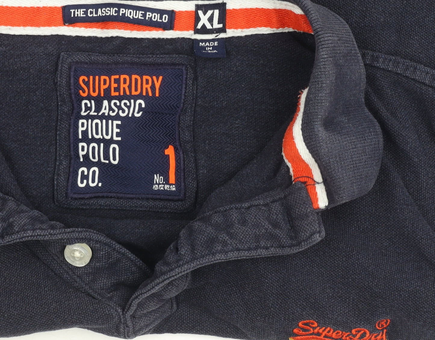 Superdry Men’s Blue XL Classic Pique Polo Shirt Cotton Logo