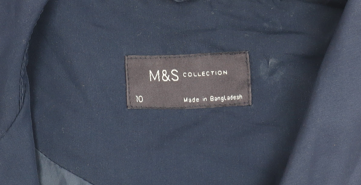 Marks and Spencer Womens Navy Blue Size 10 Polyester Mid-Length Overcoat