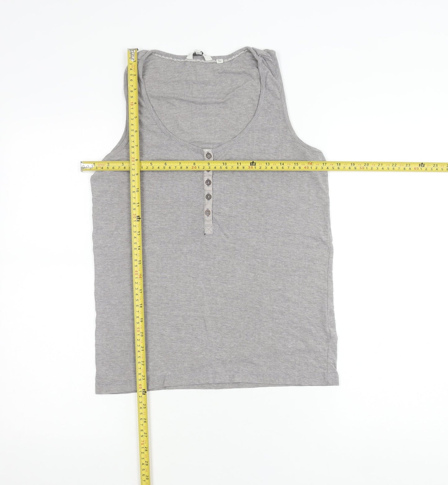 FatFace Womens Grey Tank Top UK 10 Sleeveless Scoop Neck Jersey