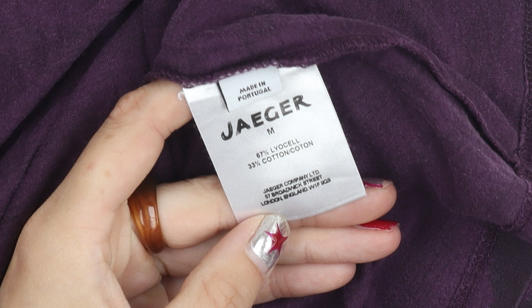 Jaeger Women’s Purple Animal Print T-Shirt M 3/4 Sleeve Jersey Top