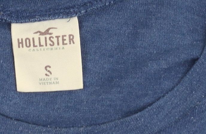 Hollister Men’s Blue Long Sleeve Crew Neck Logo Pocket T-Shirt Size S