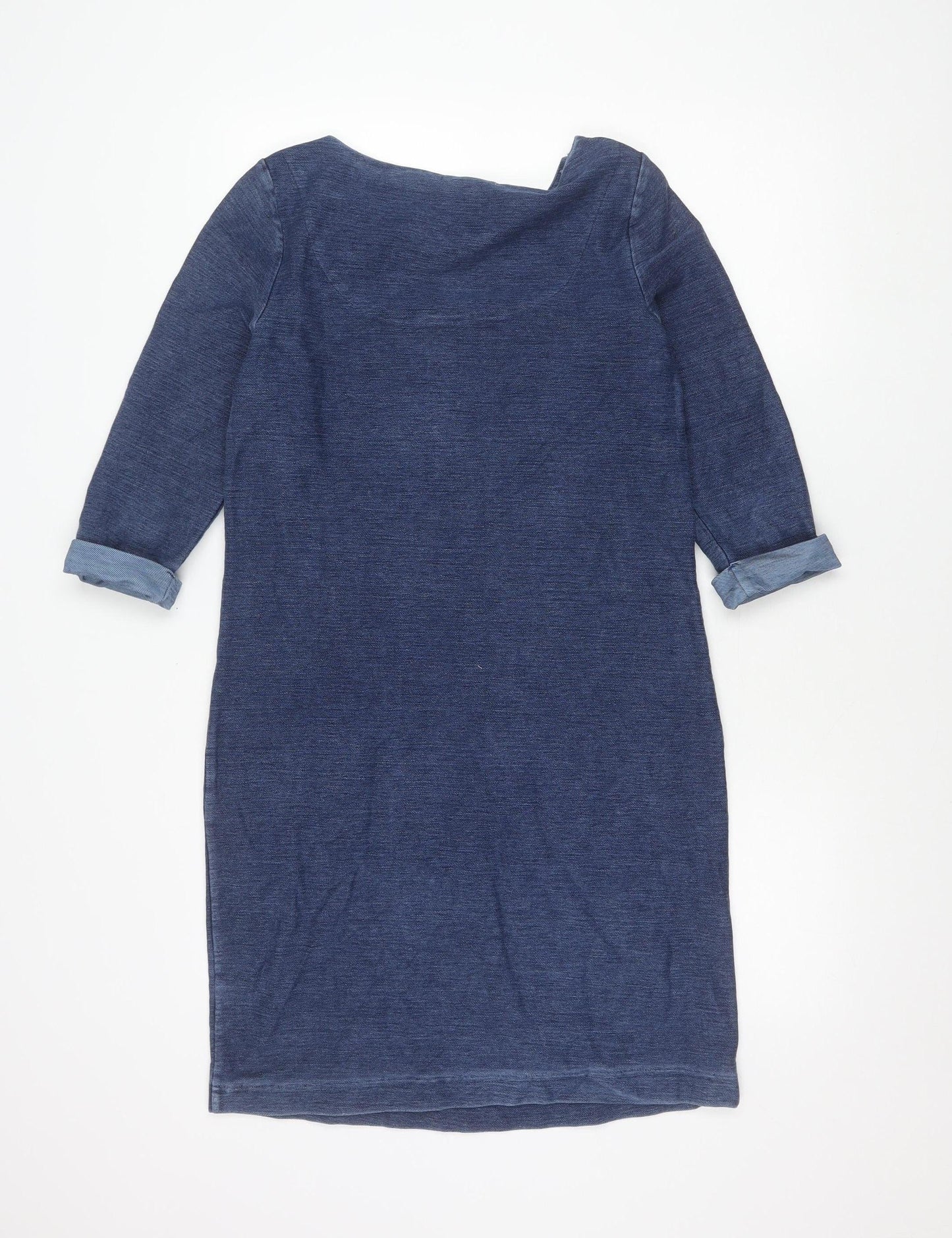 White Stuff Women’s Blue Shift Dress Size 10 3/4 Sleeve Cotton Blend