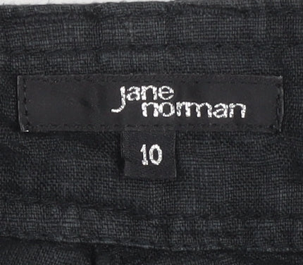 Jane Norman Womens Black Linen Cargo Trousers Size 10