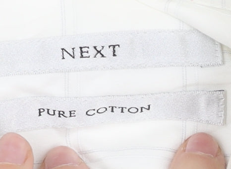 Next Men’s White Check 100% Cotton Dress Shirt 15.5in 39cm