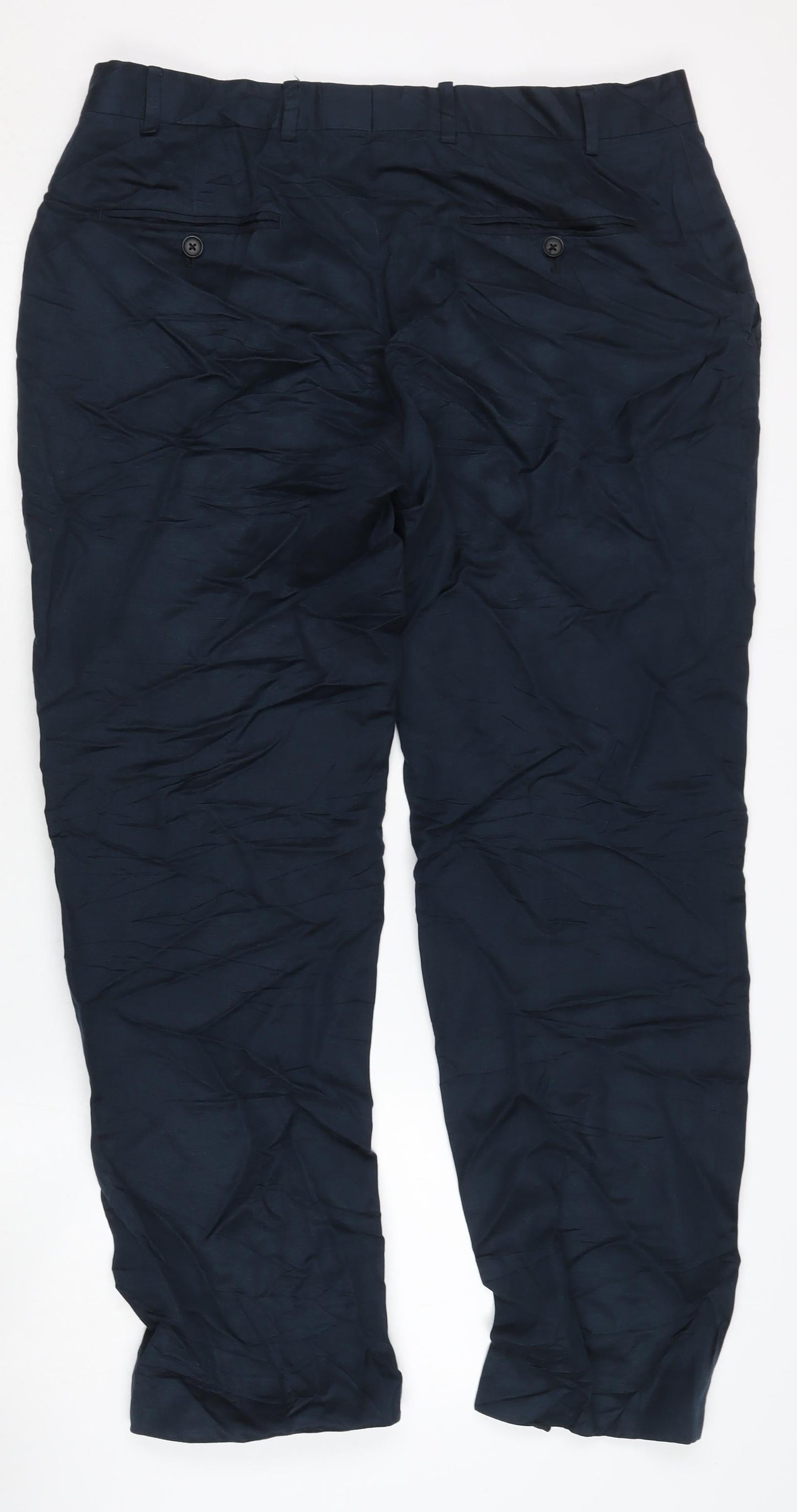 Jaeger Men’s Blue Linen Lyocell Dress Pants 36R Straight Leg