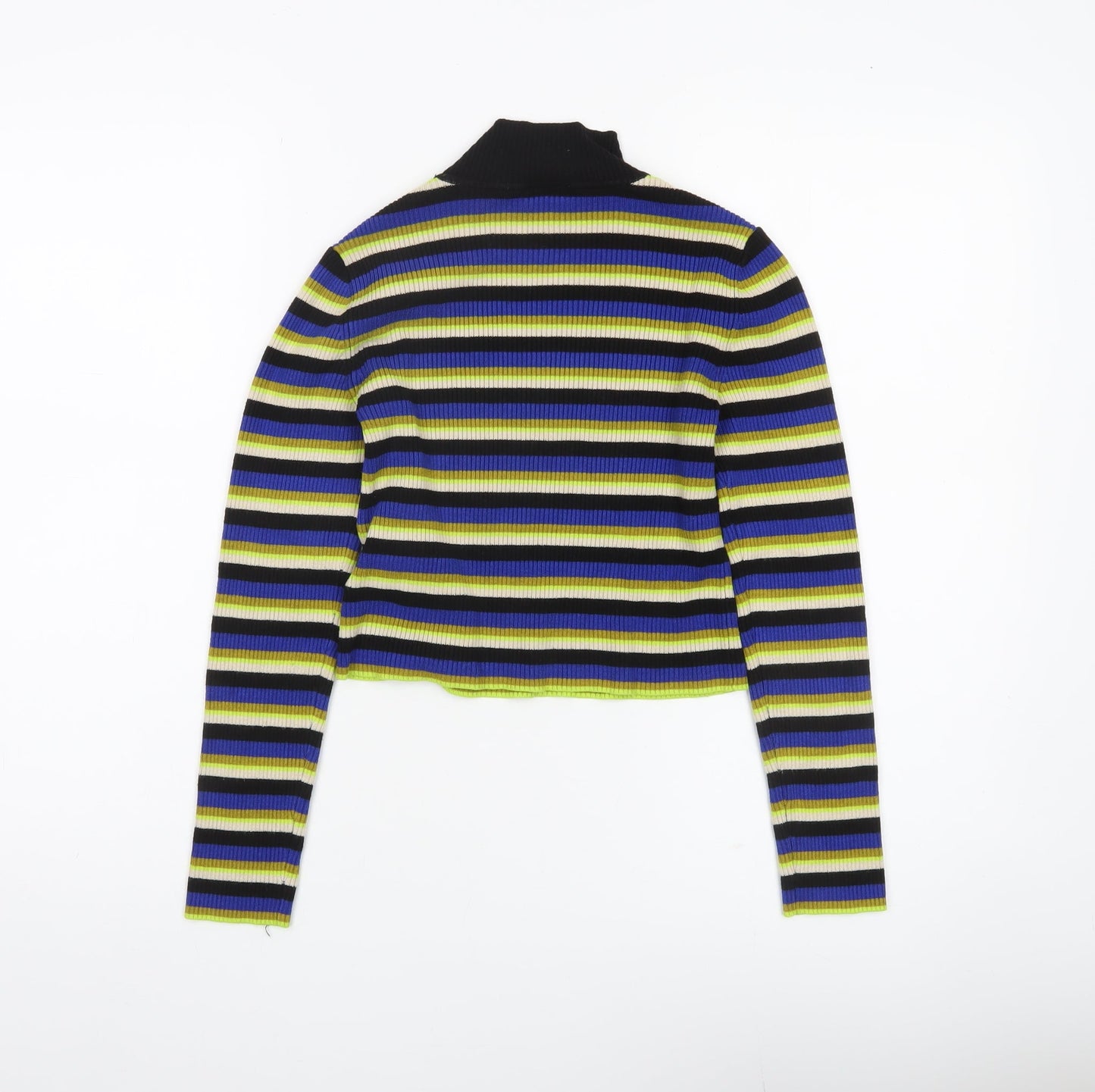 Kangol x H&M Womens Multicoloured Stripe Mock Neck Knit Jumper Size S