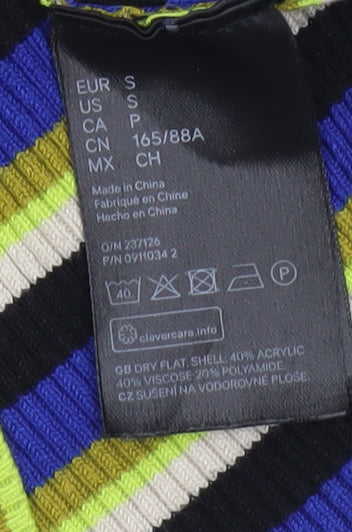 Kangol x H&M Womens Multicoloured Stripe Mock Neck Knit Jumper Size S