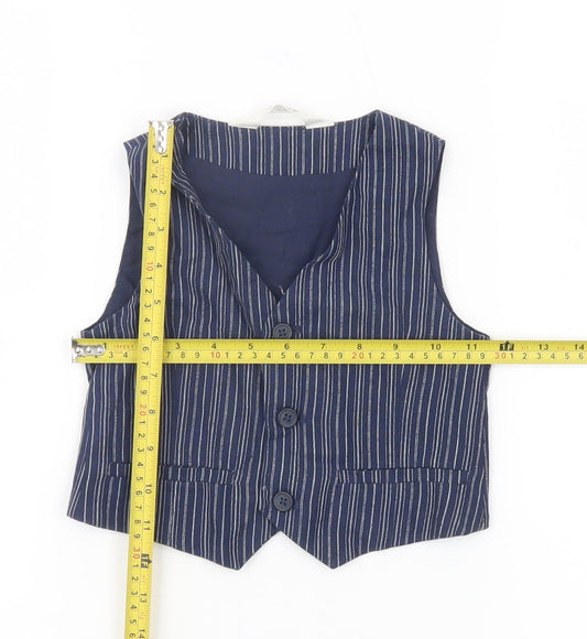 H&M Boys Blue Pinstripe Waistcoat 2-3 Years Formal Wedding Party