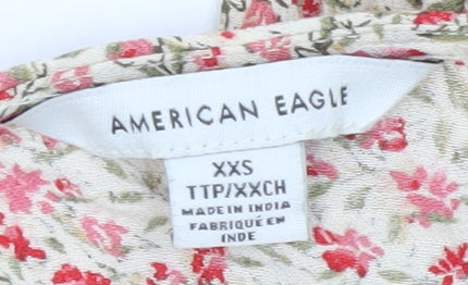 American Eagle Womens Multicoloured Floral Tunic Blouse XXS Viscose
