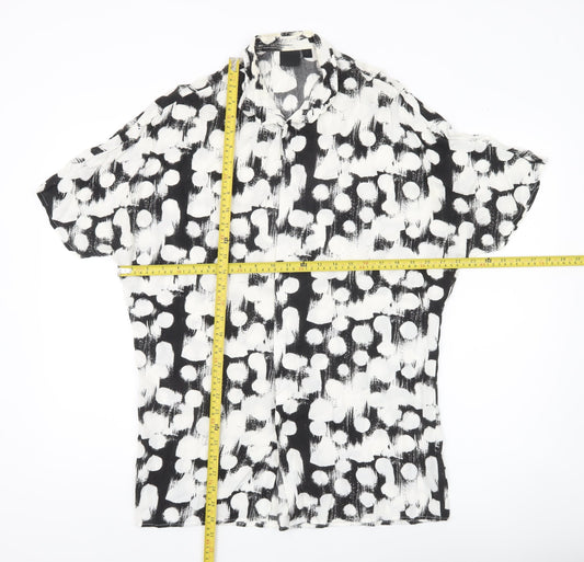 ASOS Men’s Black White Polka Dot Short Sleeve Button-Up Shirt S 36-38"
