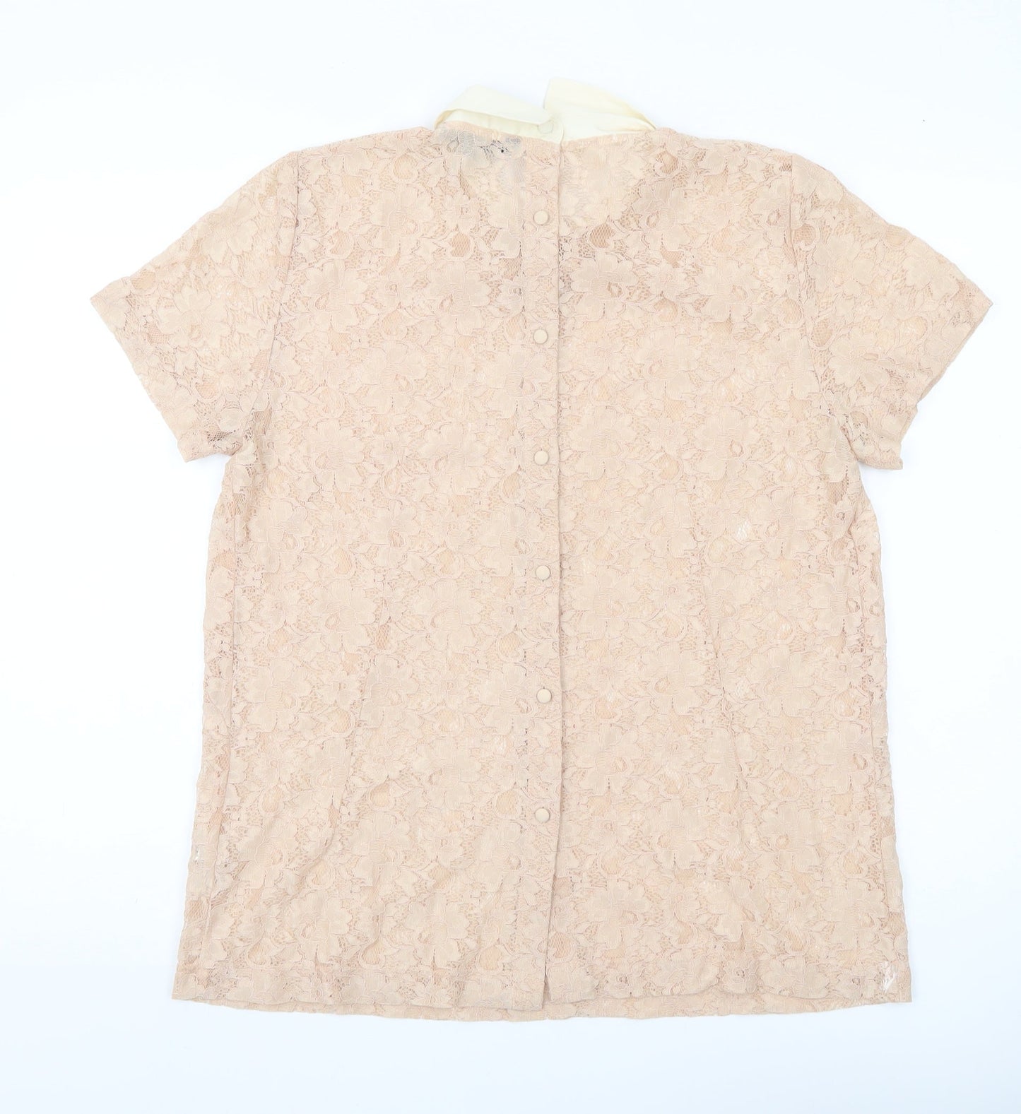 French Connection Women’s Beige Lace Collared Blouse Size 14