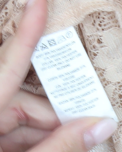 French Connection Women’s Beige Lace Collared Blouse Size 14