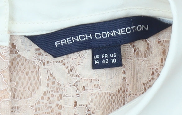 French Connection Women’s Beige Lace Collared Blouse Size 14