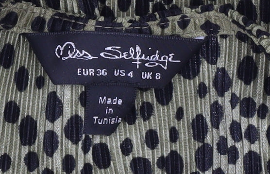 Additional view of Miss Selfridge Women’s Green Animal Print Midi Dress, size UK 8