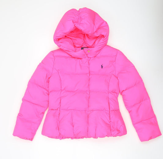 Ralph Lauren Teens Pink Puffer Jacket Hooded Size 14