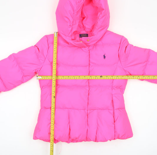 Ralph Lauren Teens Pink Puffer Jacket Hooded Size 14