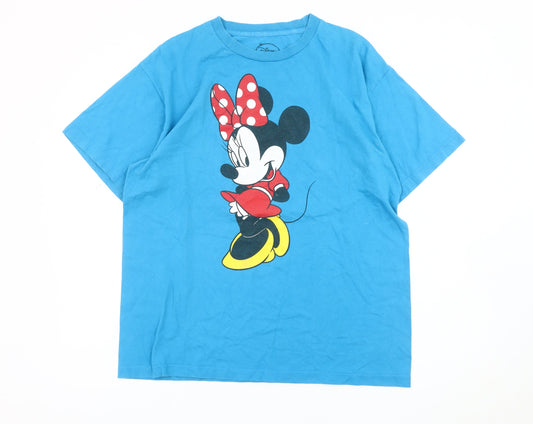Disney Teens Blue Minnie Mouse Graphic T-Shirt Size 12 Cotton