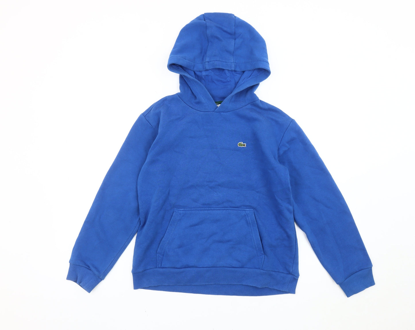 Lacoste Boys Blue Pullover Hoodie 12 Years Logo Fleece Cotton Blend