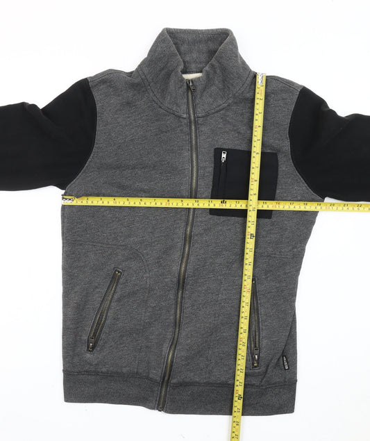 Hollister Men’s Grey Black Full Zip Jacket Size S Regular Fit